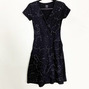 Svaha constellation faux wrap dress with pocket size 0